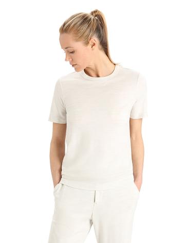 T Shirts Icebreaker MerinoFine™ Corta Sleeve Femme Blanche | FR 1611JPQJ